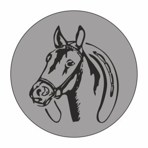 002 Pferdekopf mit Hufeisen / schwarz